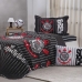 Kit Cobre Leito KazzaVip Solteiro Microfibra Estampado 100% Poliéster Matelassê com Porta Travesseiro Time de Futebol Corinthians 02 Peças Preto