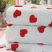 Toalha Avulso de Banho KazzaVip Felpuda 100% Algodão Florença Estampada Corações 69cmx130m Branco