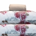 Jogo de Lençol KazzaVip Queen Microfibra 100% Poliéster Floral 3 Peças Rosa