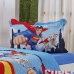 Kit Cobre Leito KazzaVip Solteiro Microfibra Estampado 100% Poli&eacute;ster Matelass&ecirc; com Porta Travesseiro Superman 02 Pe&ccedil;as Azul