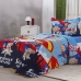 Kit Cobre Leito KazzaVip Solteiro Microfibra Estampado 100% Poli&eacute;ster Matelass&ecirc; com Porta Travesseiro Superman 02 Pe&ccedil;as Azul