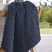Manta KazzaVip Solteiro Microfibra 100% Poli&eacute;ster Flannel Relevo Efeito Jacquard 260g/m2 Marinho