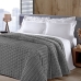 Manta KazzaVip Casal Microfibra 100% Poliéster Flannel Relevo Efeito Jacquard 260g/m2 Cinza