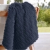 Manta KazzaVip King Microfibra 100% Poliéster Flannel Relevo Efeito Jacquard 260g/m2 Marinho