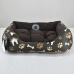 Cama Pet para Cães e Gatos KazzaVip Sarja 100% Poliéster Estampa Osso Patinhas e Casinha Tamanho(P)Marrom