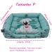 Cama Pet para Cães e Gatos KazzaVip Sarja 100% Poliéster Estampa Osso Dog Tamanho(P) Verde Acqua