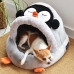 Toca Cama Pet para Cães ou Gatos KazzaVip Pelúcia 1,5mm Toque Suave 100% Poliéster Pinguim Tam. Único Cinza