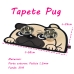 Tapete Comedouro Pet KazzaVip Parte Externa Pelúcia 1,5mm Fundo em EVA Pug 58cmx39cm Bege