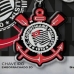 Chaveiro KazzaVip Emborrachado Oficial Escudo Time Corinthians Fecho Mosquet&atilde;o Futebol Brasileiros Preto