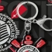 Chaveiro KazzaVip Emborrachado Oficial Escudo Time Corinthians Fecho Mosquet&atilde;o Futebol Brasileiros Preto