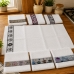 Kit 02 Pano De Prato Copa KazzaVip Felpudo Atoalhado 100% Algodão Barra Decorada Jacquard 45cmx70cm Branco Off White