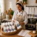 Kit 03 Pano De Prato Copa KazzaVip Felpudo Atoalhado 100% Algodão Barra Decorada Jacquard 45cmx70cm Branco Off White