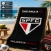 Toalha Praia KazzaVip Veludo Estampado 100% Algodão Brasão Licenciado Oficial Clube Sao Paulo Tricampeao Mundial 70cm x 140m Azul