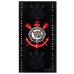 Toalha Praia KazzaVip Veludo Estampado 100% Algodão Brasão Licenciado Oficial Clube Corinthians 2026 70cm x 140m Preto