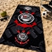 Toalha Praia Buettner Veludo Estampado 100% Algod&atilde;o Bras&atilde;o Corinthians 70cm x 140m Preto