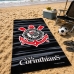 Toalha Praia Buettner Veludo Estampado 100% Algodão Brasão Corinthians 70cm x 140m Preto