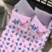 Jogo de Cama Portallar Casal Malha Mista 70% Algod&atilde;o e 30% Poli&eacute;ster Joy Disney Stitch e Angel Love 03 Pe&ccedil;as Rosa