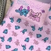 Jogo de Cama Portallar Casal Malha Mista 70% Algod&atilde;o e 30% Poli&eacute;ster Joy Disney Stitch e Angel Love 03 Pe&ccedil;as Rosa