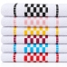 Kit 05 Pano-Copa KazzaVip Atoalhado 85% Algodão Com Barra Decorada Quadriculado Jacquard 43cmx70cm Branco