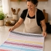 Kit 05 Pano-Copa KazzaVip Atoalhado 85% Algodão Com Barra Decorada Quadriculado Jacquard 43cmx70cm Branco