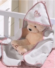 Toalha Capuz Buettner Baby Felpudo Bordada com Vi&eacute;s Unicornios Rosa