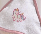 Toalha Capuz Buettner Baby Felpudo Bordada com Vi&eacute;s Unicornios Rosa