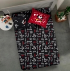 Jogo de Cama Portallar Casal Joy Malha Mista Estampado Disney 3 Peças Jadore Black Red Preto