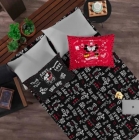 Jogo de Cama Portallar Casal Joy Malha Mista Estampado Disney 3 Peças Jadore Black Red Preto