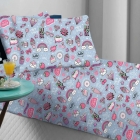 Jogo de Cama Solteiro Doce Vida Malha Mista Candy Girl 2 P&ccedil;s Azul