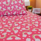 Jogo de Cama Solteiro Doce Vida Malha Misto Arco Iris 2 P&ccedil;s Pink