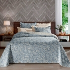 Kit Cobre Leito Buettner Solteiro Microfibra 100% Poliéster Renove Estampado Paulina 2 Peças Azul