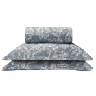 Kit Cobre Leito Buettner Casal Microfibra 100% Poli&eacute;ster Renove Estampado Paulina 3 Pe&ccedil;as Azul