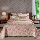 Kit Cobre Leito Buettner King Microfibra 100% Poliéster Renove Estampado Leticia 3 Peças Bege