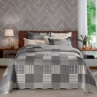 Cobre Leito Buettner Queen Microfibra Renove Estampado Austria 3 Peças Cinza