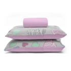 Jogo de Lençol KazzaVip Casal Malha 100% Algodão Basic Amores 3 Peças Rosa