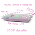 Fronha Avulsa KazzaVip Malha 100% Algodão Basic Amores Estampada Rosa