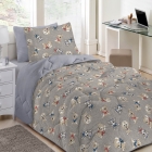 Jogo de Lençol KazzaVip Casal Malha 100% Algodão Basic Dogs 3 Peças Cinza