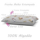 Fronha Avulsa KazzaVip Malha 100% Algod&atilde;o Basic Dogs Estampada Cinza