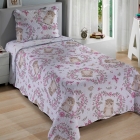 Kit Cobre Leito KazzaVip Solteiro Microfibra Estampado 100% Poli&eacute;ster Matelass&ecirc; com Porta Travesseiro Renove Juvenil Coruja 02 Pe&ccedil;as Lavanda