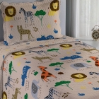 Kit Cobre Leito KazzaVip Solteiro Microfibra Estampado 100% Poli&eacute;ster Matelass&ecirc; com Porta Travesseiro Renove Juvenil Animais 02 Pe&ccedil;as Perola