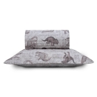Kit Cobre Leito KazzaVip Solteiro Microfibra Estampado 100% Poliéster Matelassê com Porta Travesseiro Renove Juvenil Dinossauros 02 Peças Cinza