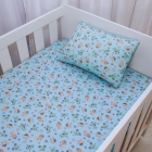 Jogo de Len&ccedil;ol KazzaVip Baby Malha 100% Algod&atilde;o Ber&ccedil;o Americano Estampado Baby Dino Bike Com El&aacute;stico 2 Pe&ccedil;as Azul