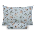 Jogo de Len&ccedil;ol KazzaVip Baby Malha 100% Algod&atilde;o Ber&ccedil;o Americano Estampado Baby Dino Bike Com El&aacute;stico 2 Pe&ccedil;as Azul