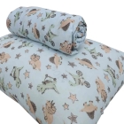 Jogo de Len&ccedil;ol KazzaVip Baby Malha 100% Algod&atilde;o Ber&ccedil;o Americano Estampado Baby Dino Bike Com El&aacute;stico 2 Pe&ccedil;as Azul