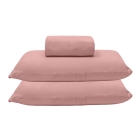 Jogo de Len&ccedil;ol KazzaVip Casal Malha 100% Algod&atilde;o Basic Liso 3 Pe&ccedil;as Rosa Pastel