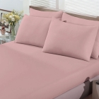 Jogo de Len&ccedil;ol KazzaVip Solteiro Malha 100% Algod&atilde;o Basic Liso 2 Pe&ccedil;as Rosa Pastel