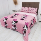 Edredom KazzaVip Casal Malha 100% Algod&atilde;o Disney Minnie Beauty 2,00mx220m Pink Rosa Cravo