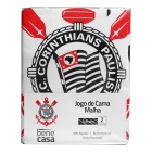 Jogo de Len&ccedil;ol KazzaVip Solteiro Malha 100% Algod&atilde;o Licenciado Clube Corinthians 2 Pe&ccedil;as Preto