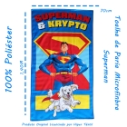 Toalha de Praia e Piscina KazzaVip Microfibra 100% Poli&eacute;ster Estampada Anti Areia Superman e Krypto 70cm x 140m Azul
