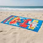 Toalha de Praia e Piscina KazzaVip Microfibra 100% Poli&eacute;ster Estampada Anti Areia Superman e Krypto 70cm x 140m Azul